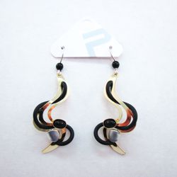 Shiny Gold and Black Rubber Swirl Earrings by POLY
